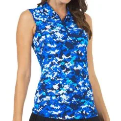 IBKUL Women's Sleeveless Polo - Camo Print -Golf Clubs Sales 9829631 800 640